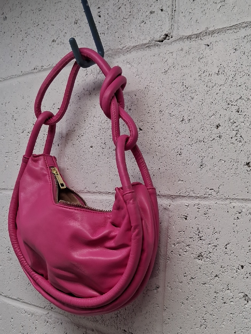 Womens Anthropologie Jules Kae Stylish Pink Crescent Shoulder Bag - Picture 3 of 6